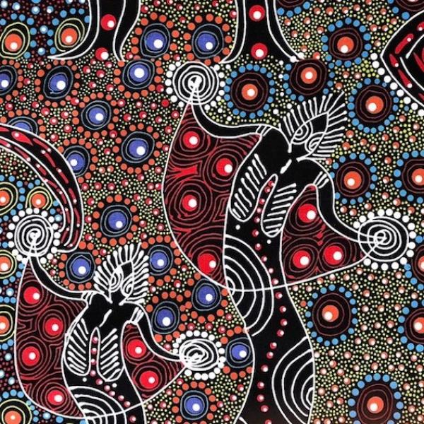 RED DANCING SPIRIT Aborigines Stoff aus Australien